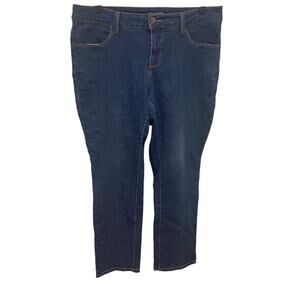 Faded Glory 16WP 16W Petite Stretch Cotton Straight Leg Denim Blue Jeans